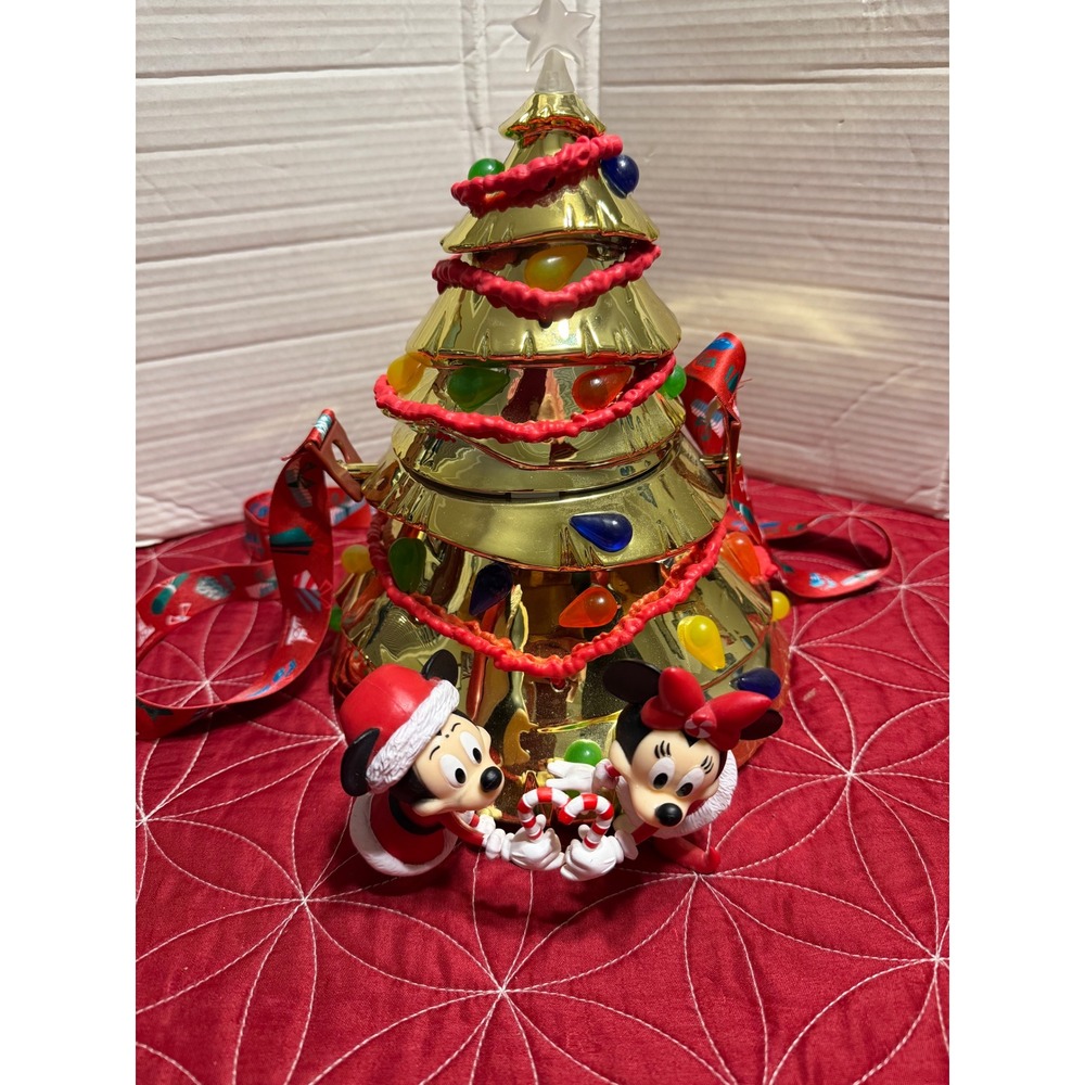 Disney Parks MickeyMinnie Mouse Christmas‎ Tree LightUp Popcorn Bucket Container